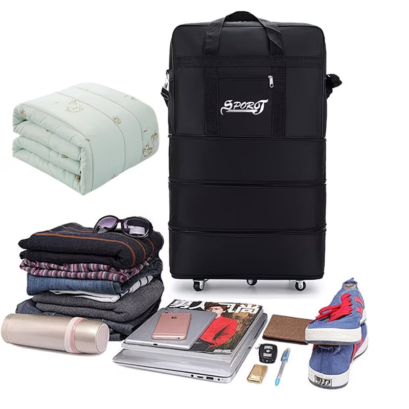 42” Expandable Lightweight Suitcase with Wheels – Large Foldable Travel Luggage, Oxford Fabric-3