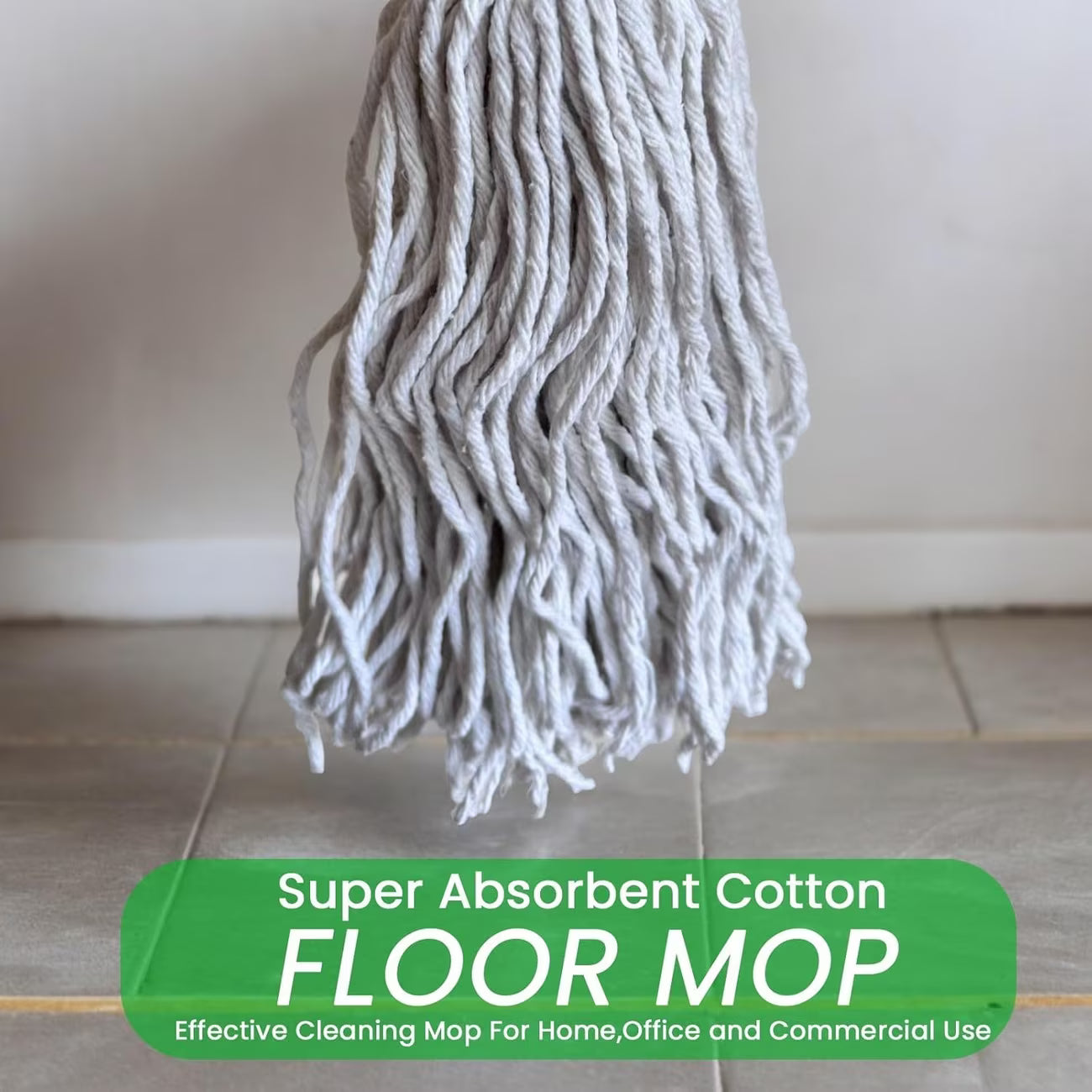 Cotton String Floor Mop with 120cm Stainless Steel Handle – Absorbent Non-Scratch Mop with 2 Replaceable Heads for Tile, Wood & Kitchen Floors-7