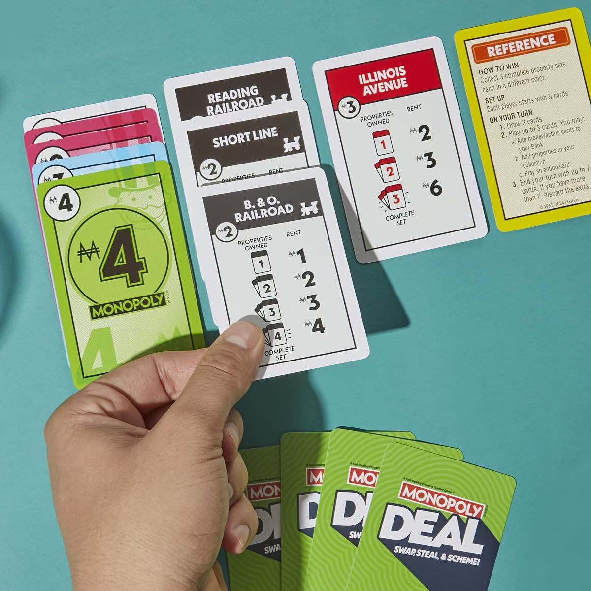 Monopoly Deal Card Game Family Strategy Game Portable Travel Card Game 110 Cards Age 8+-4
