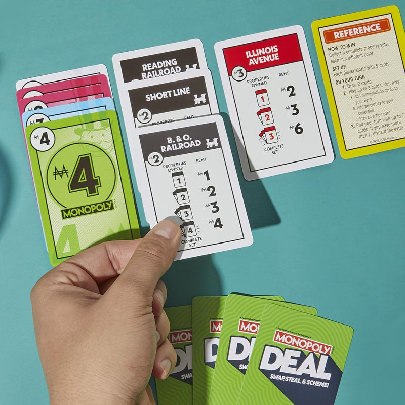 Monopoly Deal Card Game Family Strategy Game Portable Travel Card Game 110 Cards Age 8+-4