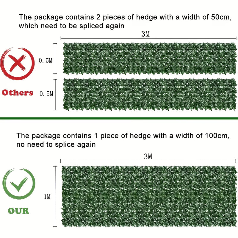 Artificial Ivy Privacy Fence Roll Faux Leaf Hedge Screen Trellis Panel for Garden Balcony Wall Decor-10