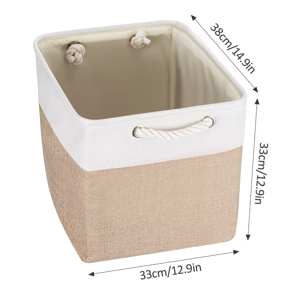 4x Collapsible Fabric Storage Baskets 33x33x38cm – Shelf & Wardrobe Organiser with Handles-2