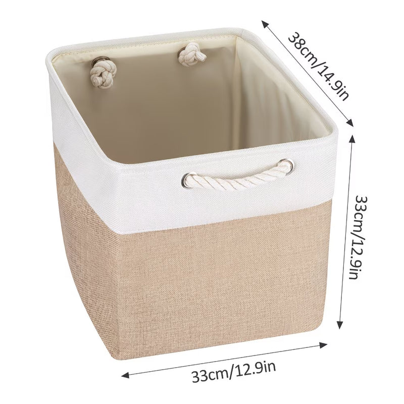 4x Collapsible Fabric Storage Baskets 33x33x38cm – Shelf & Wardrobe Organiser with Handles-2