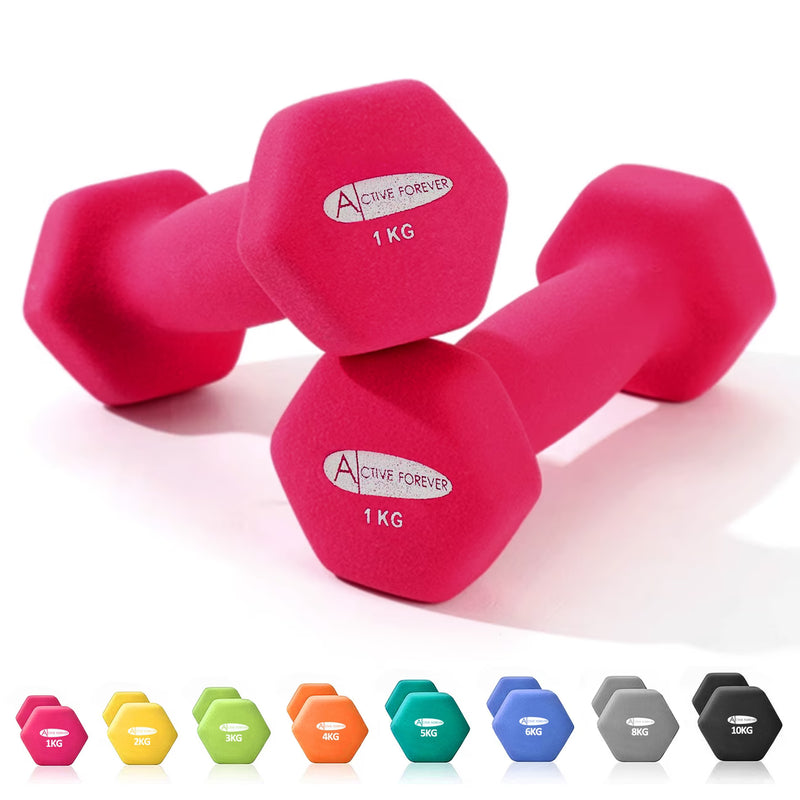 Hex Neoprene Dumbbells Set Pair Non Slip Home Gym Weights 1kg–10kg Options-1