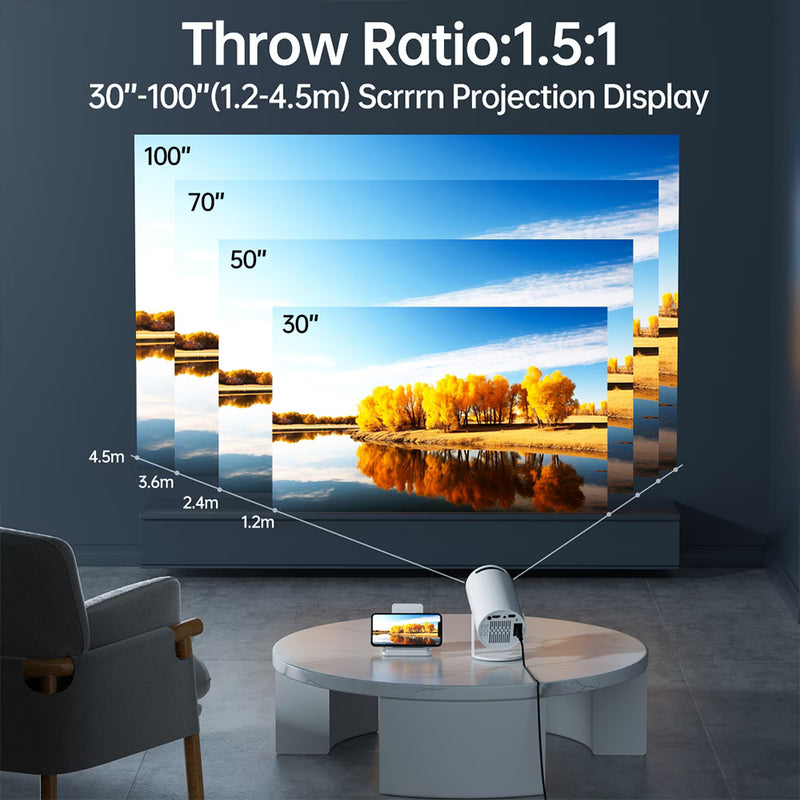 HD 720P Wireless Portable Mini Projector – 180° Rotatable Smart Projector with Android 11, Dual WiFi Home Theater for Movies, Office & Gaming-6