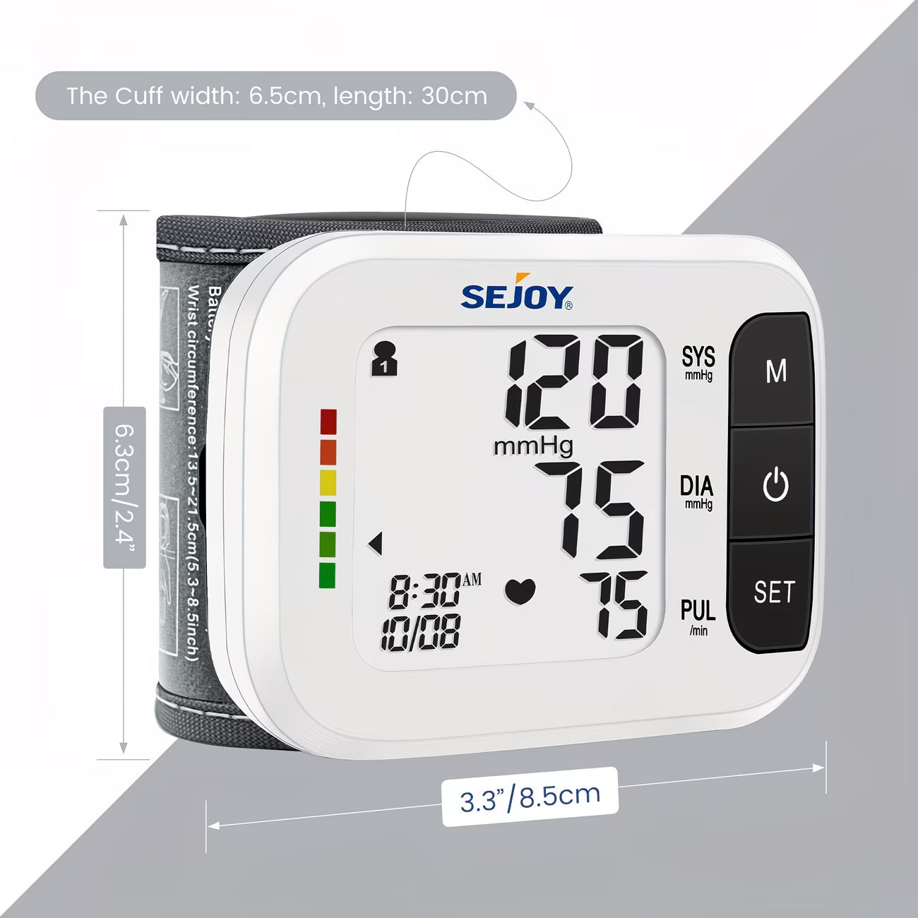 Sejoy Wrist Blood Pressure Monitor – Automatic Digital BP Machine with Large LCD, Portable Home Use-3