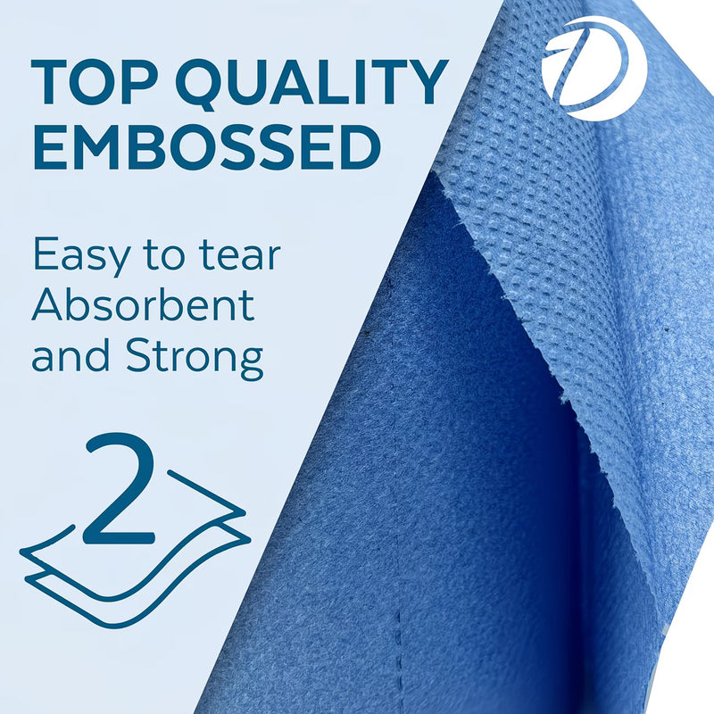 6 Pack Blue Centrefeed Rolls – 2 Ply Embossed Paper Towels for Commercial & Kitchen Cleaning-3