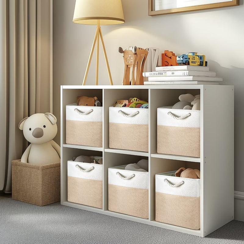 4x Collapsible Fabric Storage Baskets 33x33x38cm – Shelf & Wardrobe Organiser with Handles-3