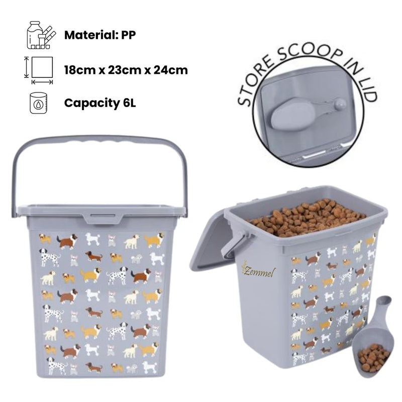 Pet Treat And Food Storage Container 6L Large Capacity Dry Food Box With Lid For Dog Cat Treats Kitchen Organisation Home Use.-1