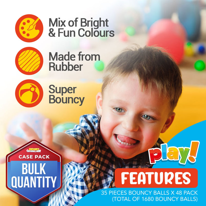 35 or 70 Pack Rubber Bouncy Balls 24mm Kids Party Bag Fillers Colourful High Bounce Toy Set-11