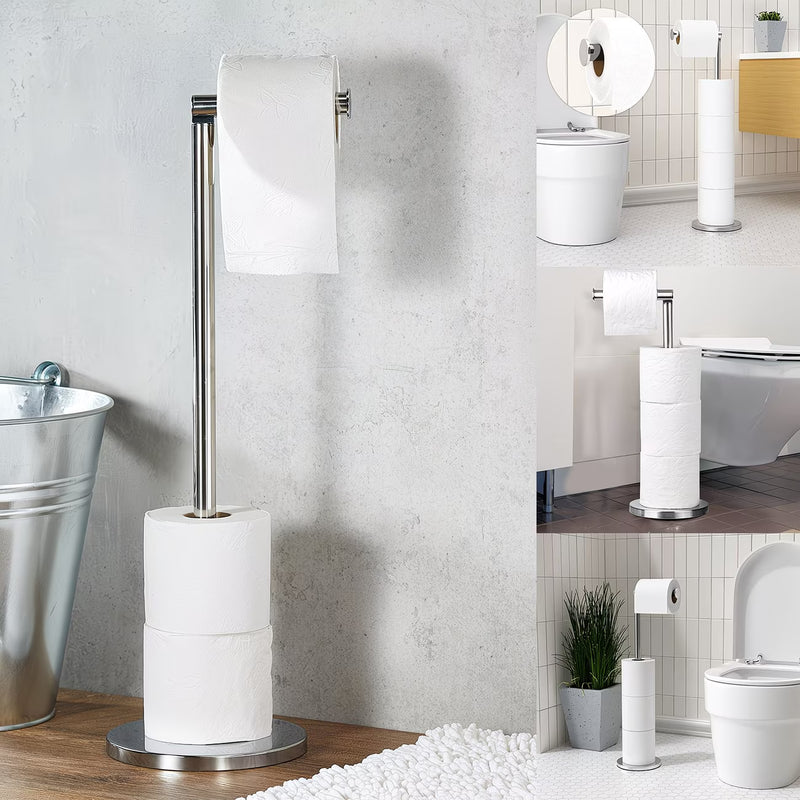Free Standing Toilet Roll Holder with Storage – 2-in-1 Stainless Steel Toilet Paper Stand-6