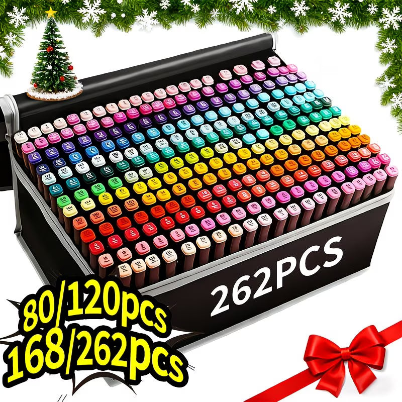 80–262 Colour Dual Tip Art Markers – Professional Alcohol-Based Pens for Sketching & Illustration-3