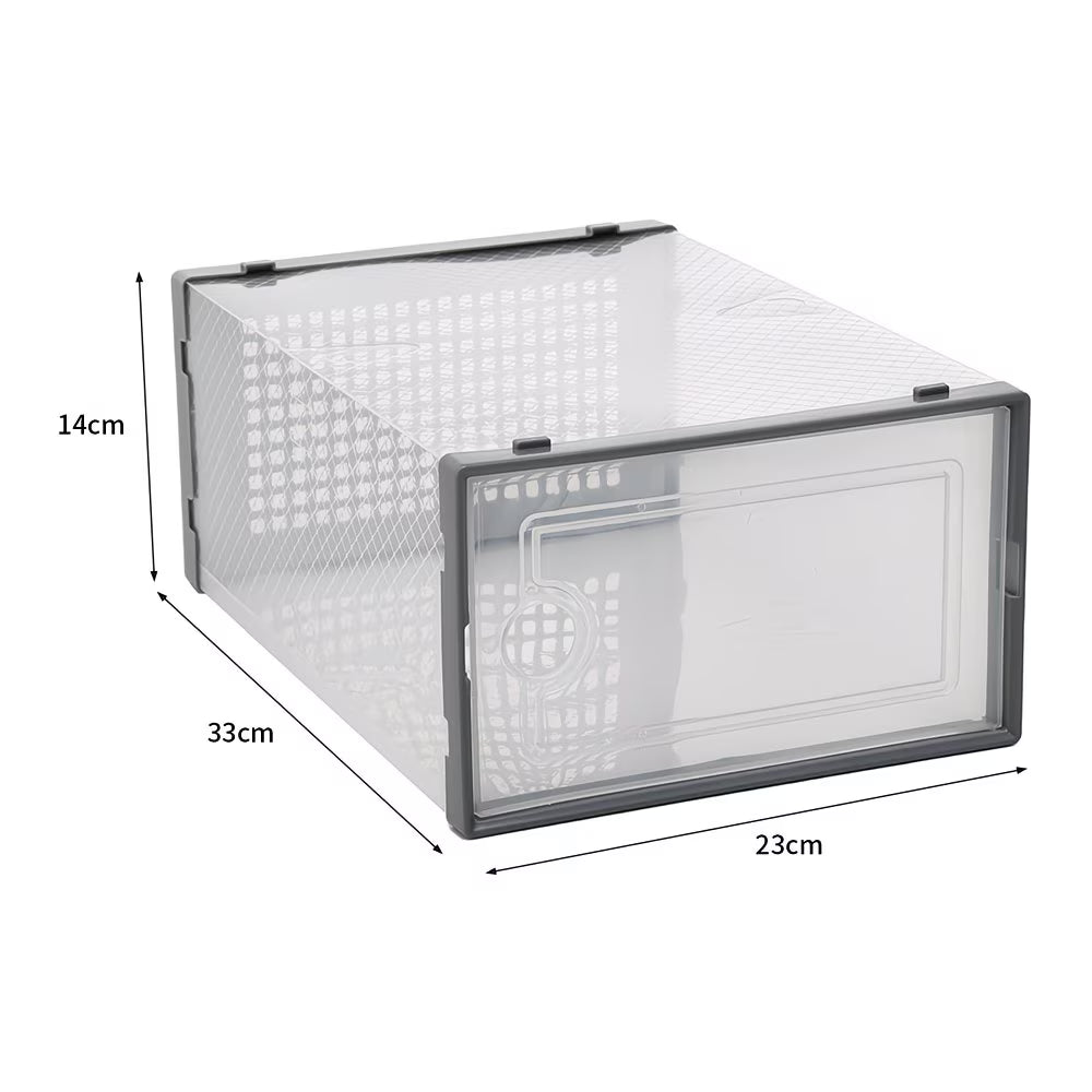 Pack of 12 Stackable Shoe Storage Boxes with Clear Front Door – Space Saving Organisers UK 9.5-3