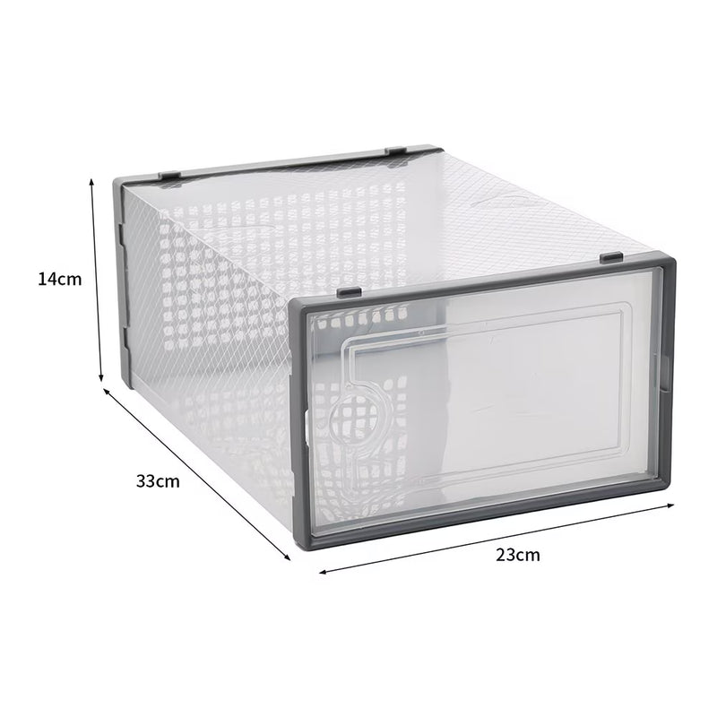 Pack of 12 Stackable Shoe Storage Boxes with Clear Front Door – Space Saving Organisers UK 9.5-3