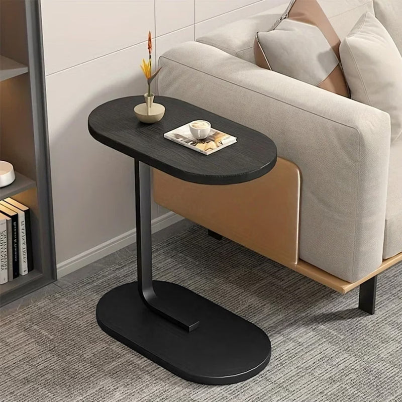 C Shaped Side Table for Sofa Bedside End Table Metal Frame Small Coffee Laptop Table Living Room-1