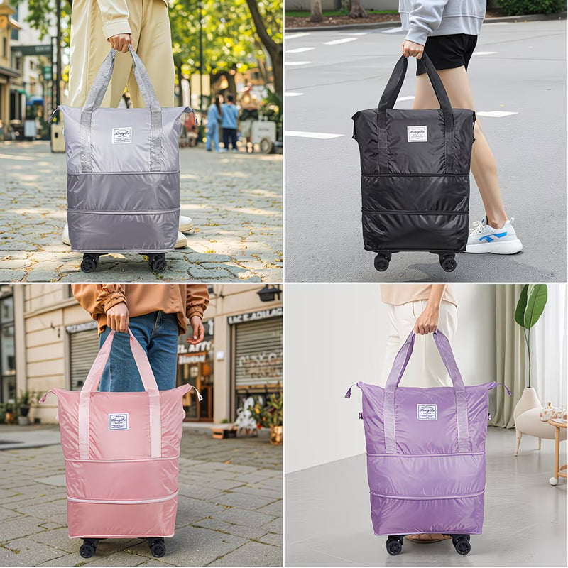 Expandable Rolling Duffel Bag with Detachable Wheels – Foldable Travel Bag with 360° Spinner Wheels, Wet & Dry Compartment, Carry-On Luggage for Men & Women-1