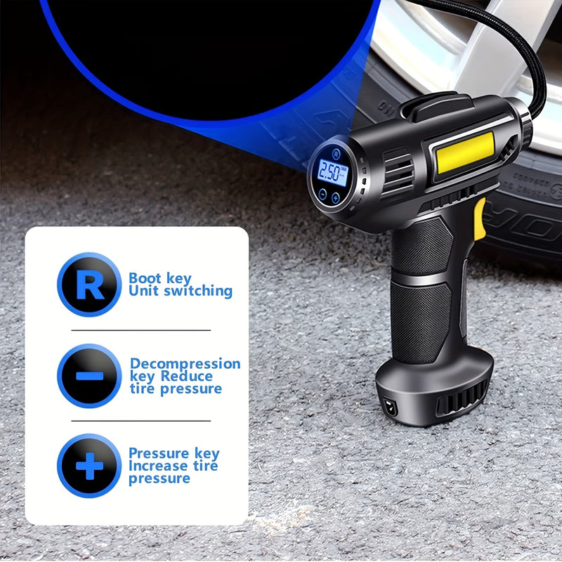 Cordless Tire Inflator Air Pump Portable Compressor with Digital Gauge LED USB-C for Car Bike-7