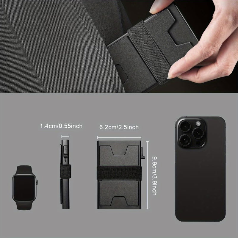 Card Holder Wallet Slim Wallet Credit Holder Minimalist Wallet Black-3