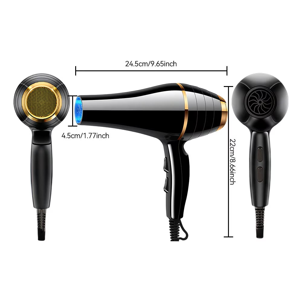 1800W Negative Ion Hair Dryer with Precise Heat Control & Detachable Nozzle – Quiet UK Plug Hairdryer (Black)-4