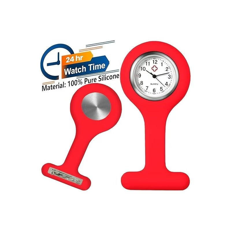 ATEK Silicone Nurse Fob Watch with Brooch Clip Medical Pocket Watch for Nurses-6
