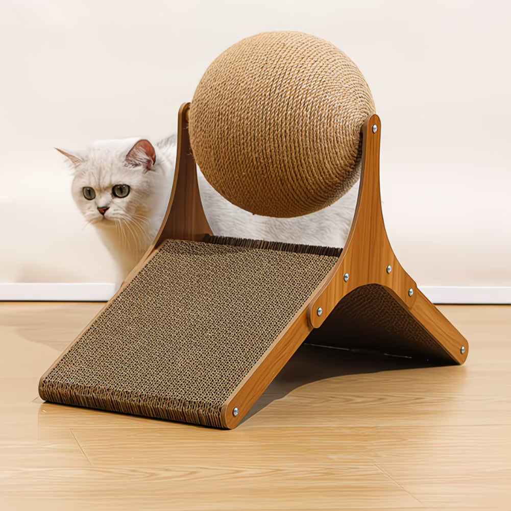 Sisal Cat Scratching Ball Toy with Rotating Ferris Wheel Base – Interactive Cat Scratcher & Play Tower for Indoor Cats-6