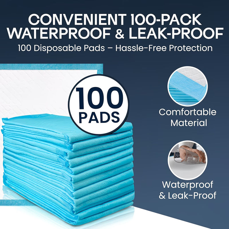 TANNESS Disposable Incontinence Bed Pads 90×60cm – Waterproof Bed Wetting Mats for Adults & Baby Change-3