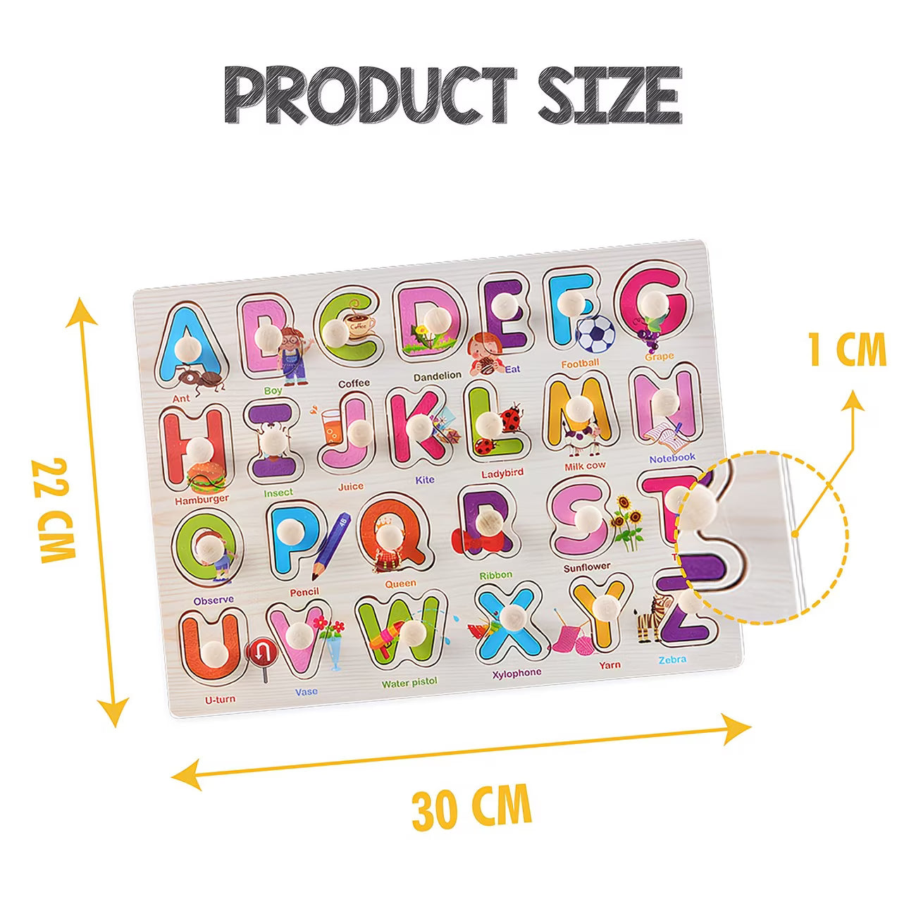 6 Pack Kids Wooden Learning Puzzles – ABC Letters, Numbers & Interlocking Vehicle Educational Toys-2