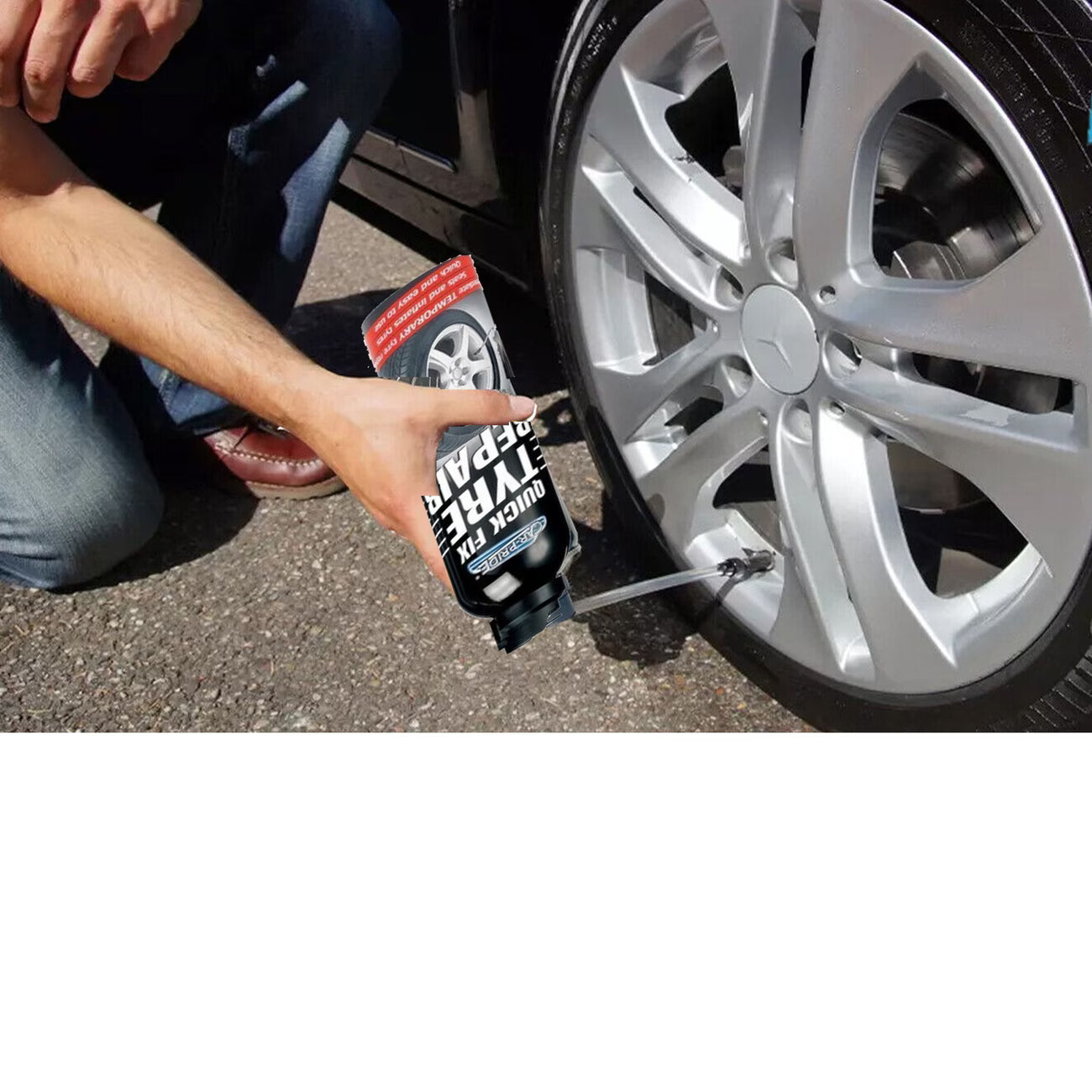 Quick Fix Tyre Repair Kit 300ml Emergency Flat Tyre Sealant Inflator for Car Van Motorcycle
