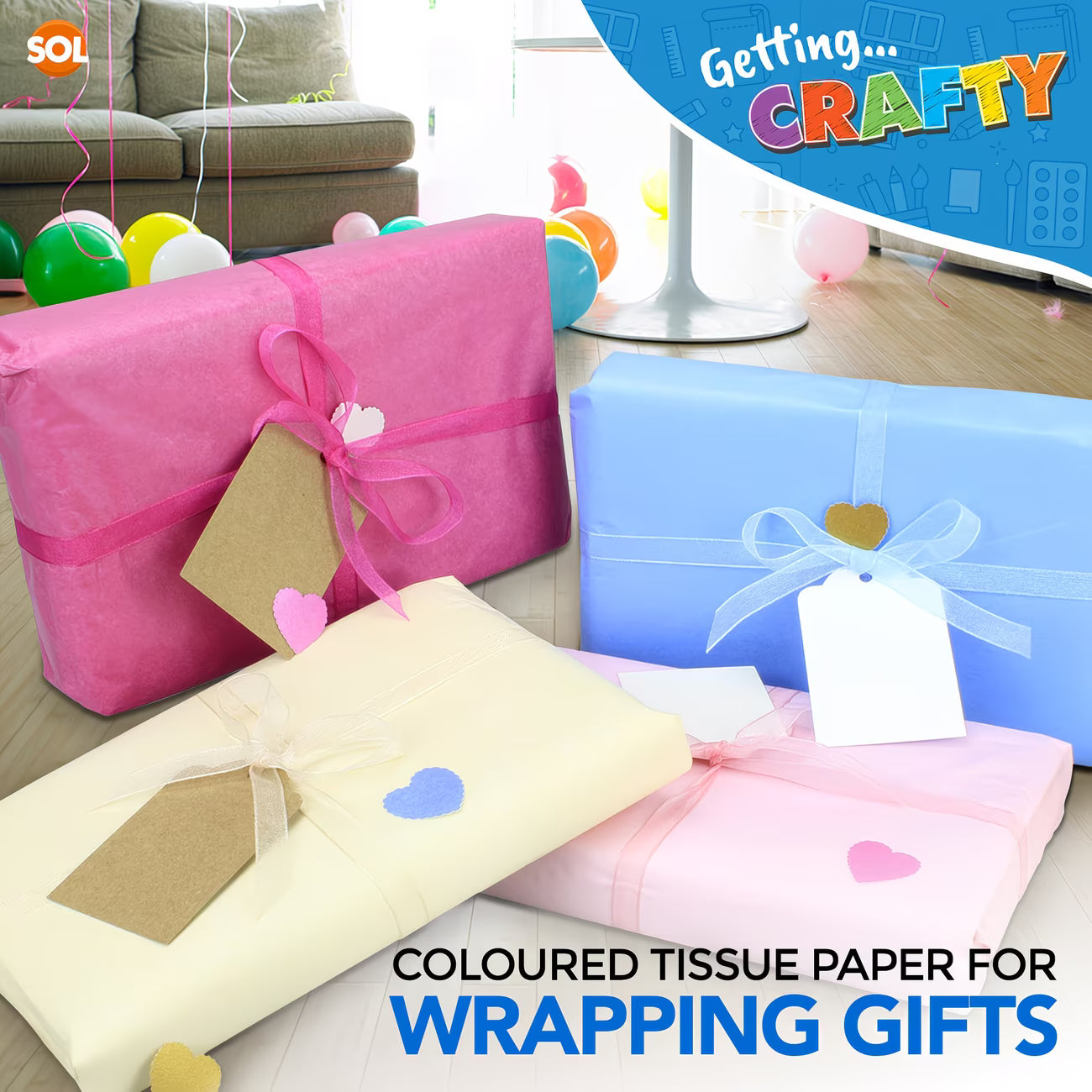 48/96 Pack Coloured Tissue Paper Sheets – 20 Assorted Colours Gift Wrap & Craft Paper 50×35cm-4