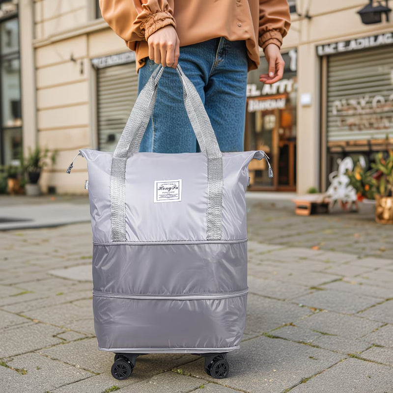 Expandable Rolling Duffel Bag with Detachable Wheels – Foldable Travel Bag with 360° Spinner Wheels, Wet & Dry Compartment, Carry-On Luggage for Men & Women-38
