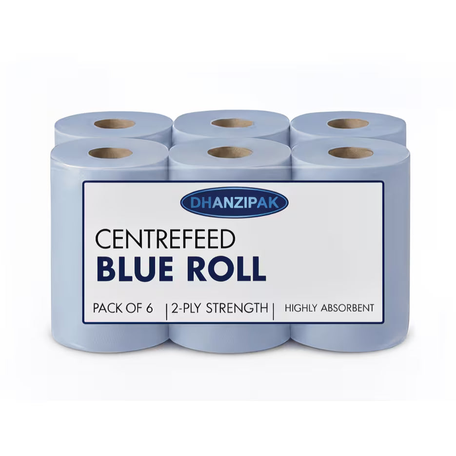 6 Pack Blue Centrefeed Rolls – 2 Ply Embossed Paper Towels for Commercial & Kitchen Cleaning-1
