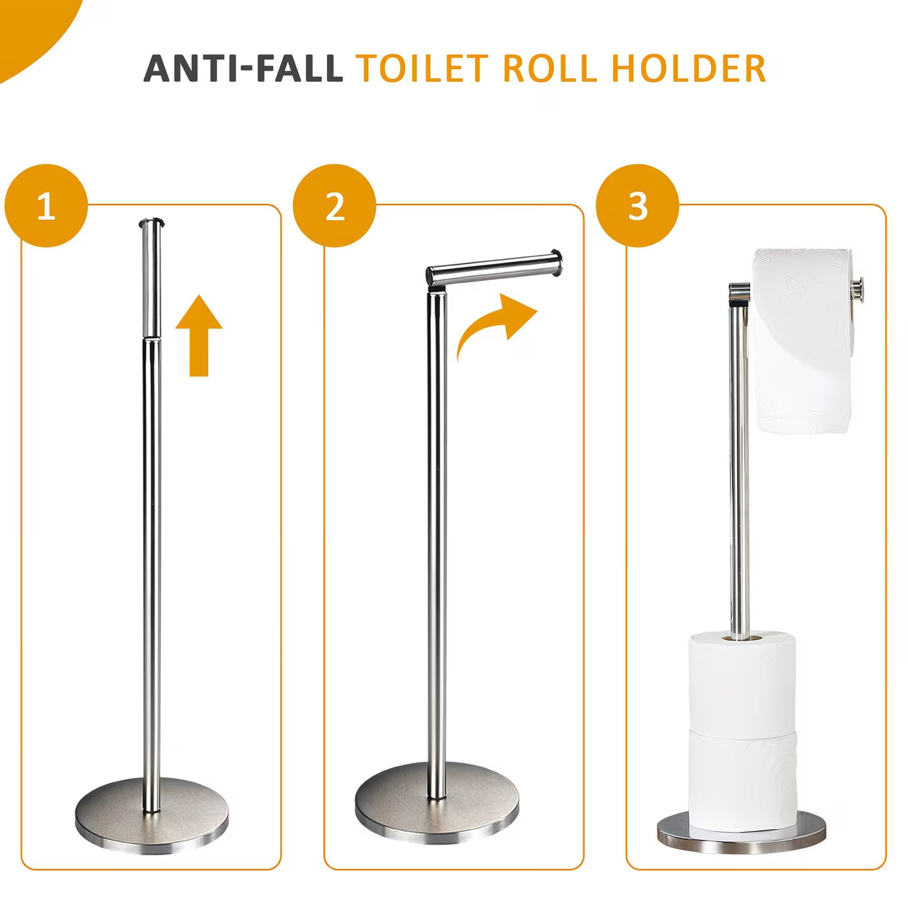 Free Standing Toilet Roll Holder with Storage – 2-in-1 Stainless Steel Toilet Paper Stand-4