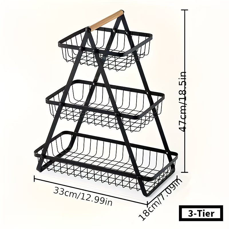 3-Tier Detachable Metal Storage Basket – Rust-Resistant Kitchen Fruit & Vegetable Organizer Rack-3