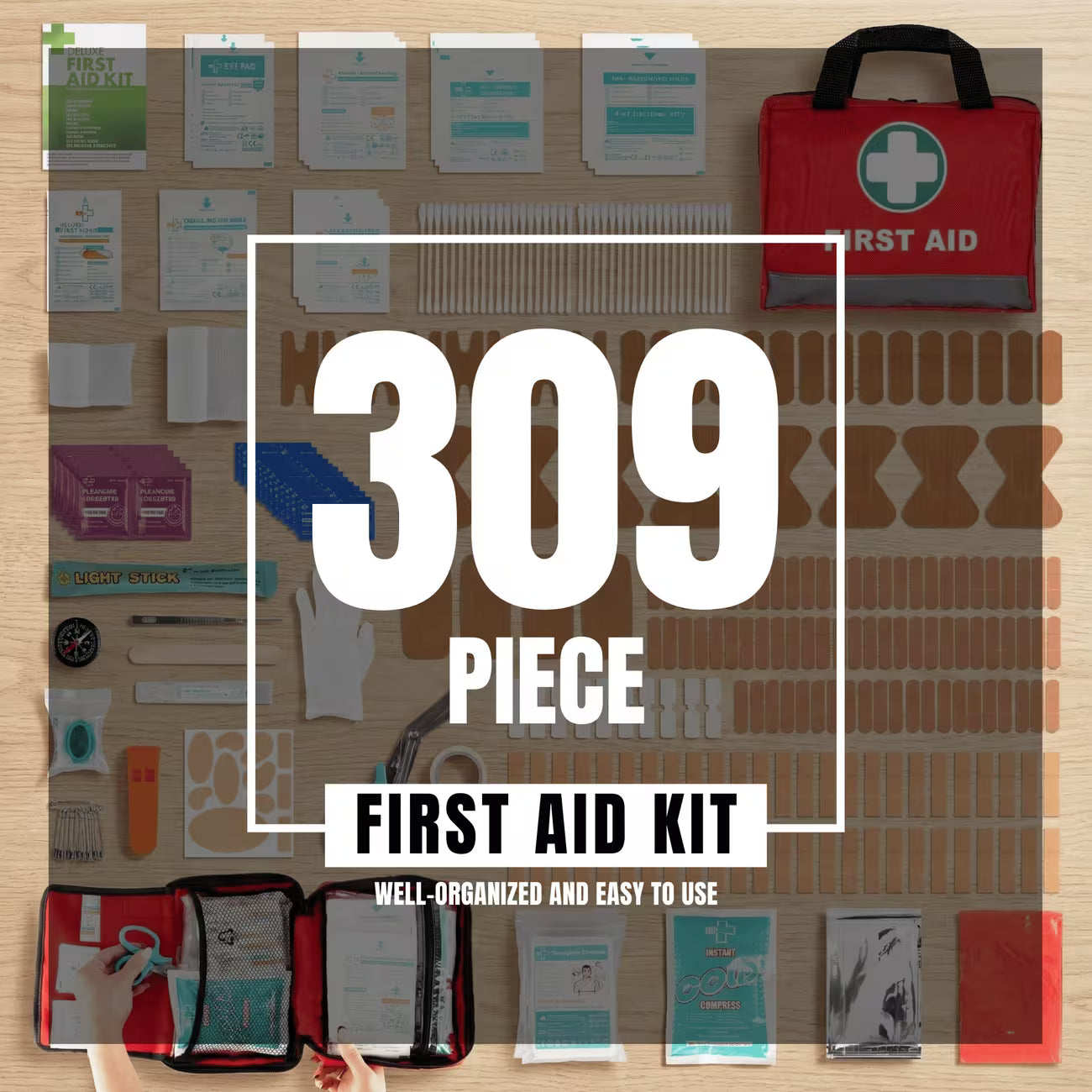 309pcs Emergency First Aid Kit – Portable Medical Set for Home, Car & Travel