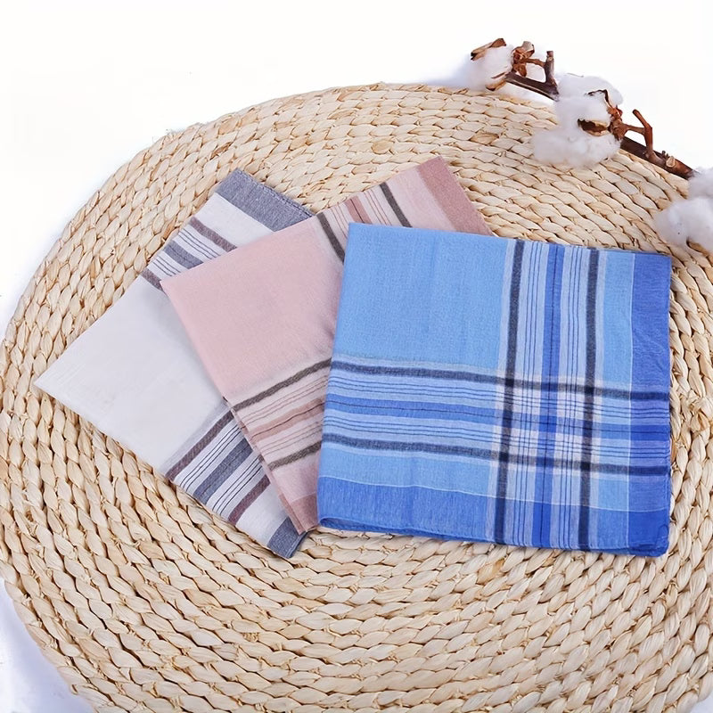 12Pcs Mens Handkerchiefs Gents Hankies Cotton Hankerchiefs Hanky Gift Random UK-4