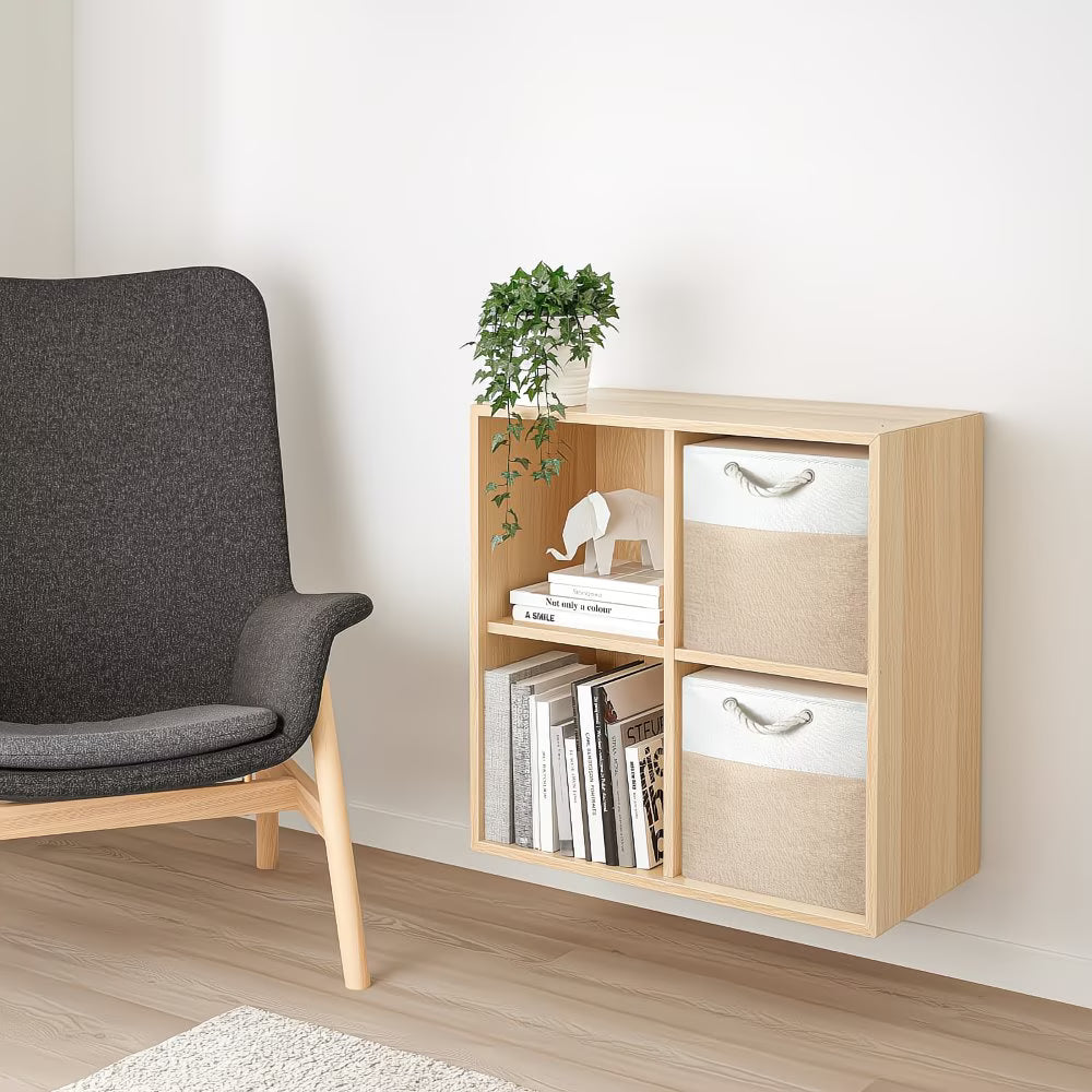 4x Collapsible Fabric Storage Baskets 33x33x38cm – Shelf & Wardrobe Organiser with Handles-4