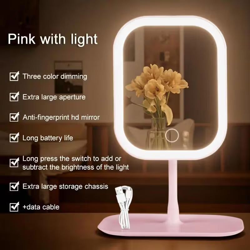 LED Makeup Mirror with Lights Foldable Touch Control Vanity Mirror 3 Light Modes-9