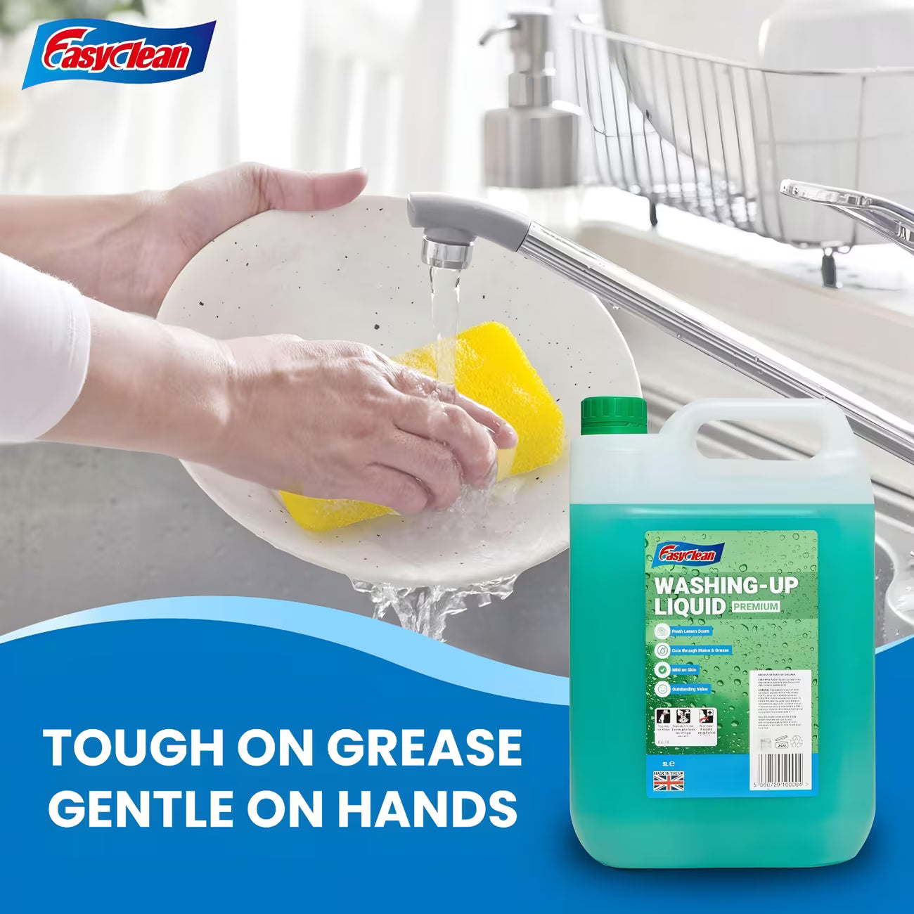 EasyClean Washing Up Liquid 5L Refill – Lemon Non-Bio Dish Wash Cleaner for Kitchens-5