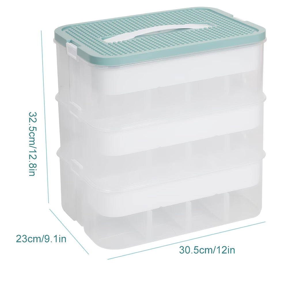 3 Tier Plastic Storage Organizer Box with Dividers Clear Craft Beads Jewellery Toy Storage Container-10