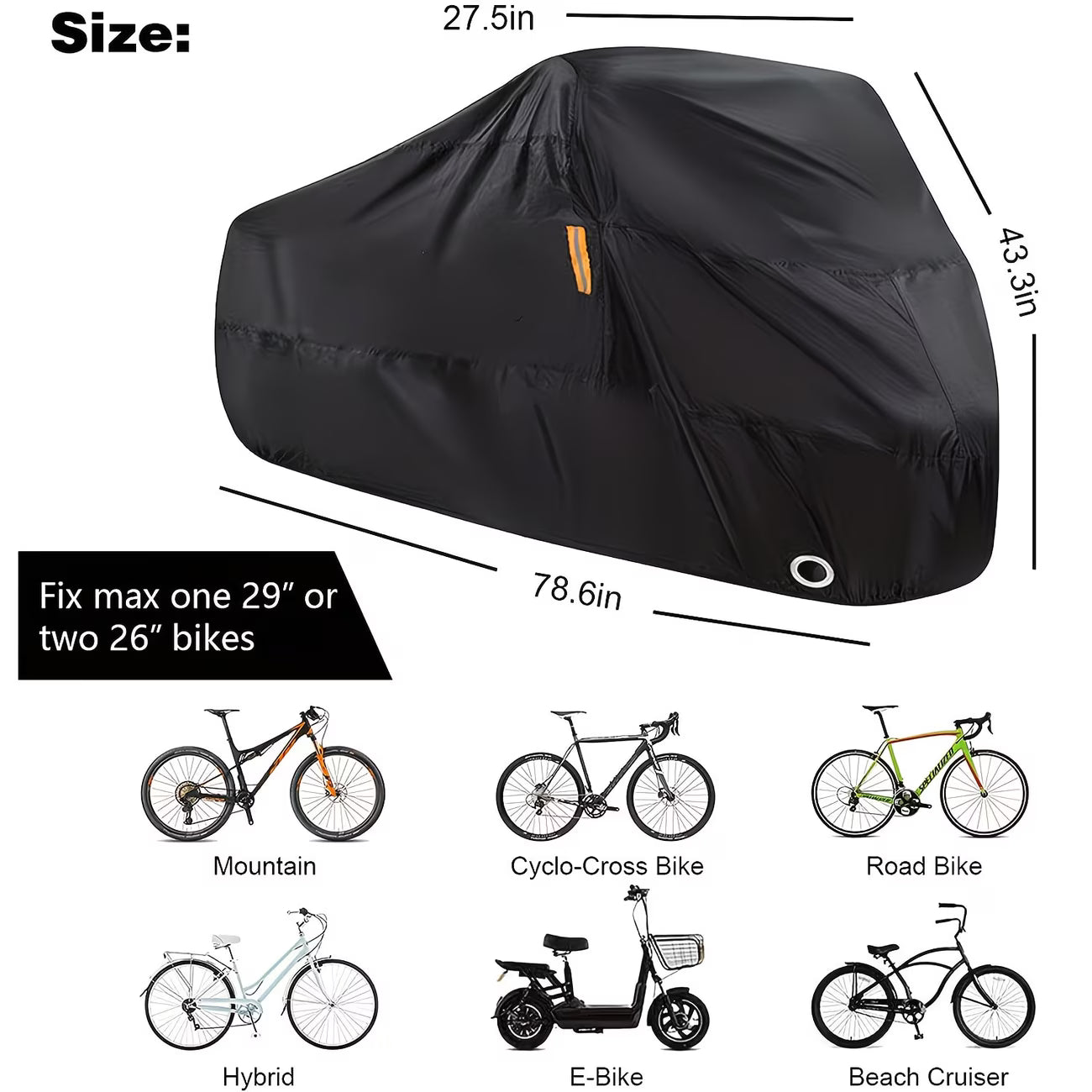 Waterproof Bike Cover for Outdoor Storage – UV & Dust Protection, Fits 1–2 Bikes, Lock Holes & Storage Bag Included