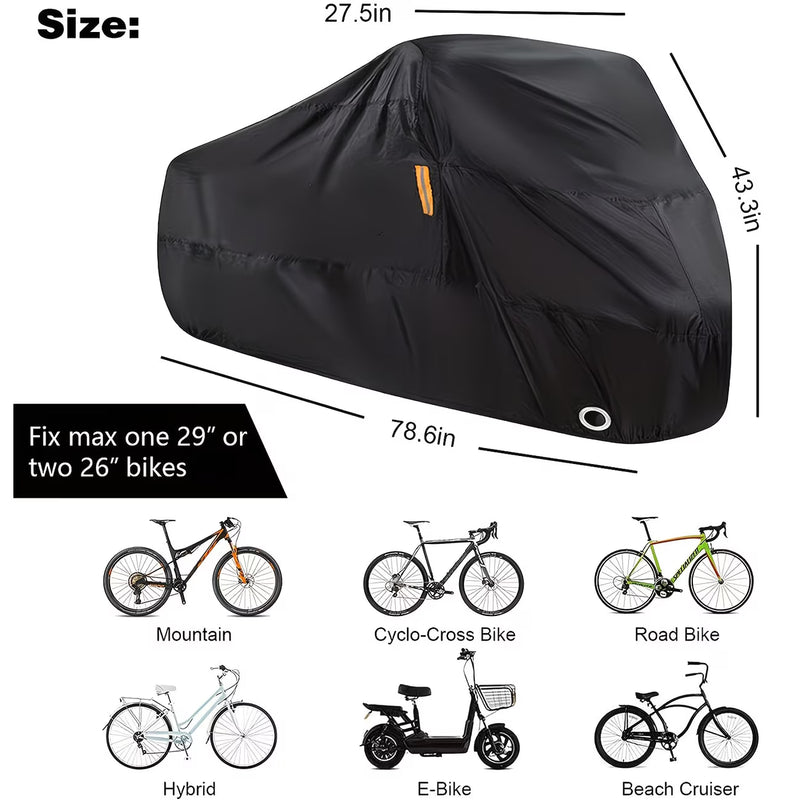 Waterproof Bike Cover for Outdoor Storage – UV & Dust Protection, Fits 1–2 Bikes, Lock Holes & Storage Bag Included-2