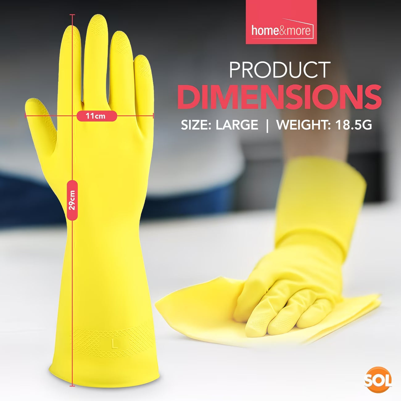 4 Pairs Large Rubber Cleaning Gloves – Long Sleeve Waterproof Household Dishwashing Gloves with Non-Slip Grip & Flock Lining