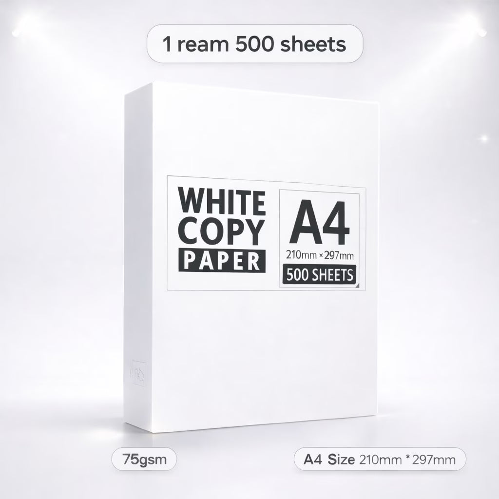 A4 Paper 500 Sheets | 75gsm White Copy Paper | Printer Paper for Home Office School