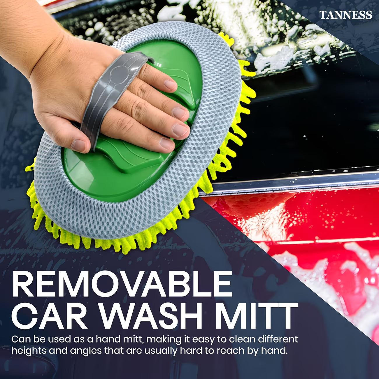 TANNESS Caravan Car Wash Mop Kit – Extendable Handle, Scratch-Free Microfibre Mop with 2 Heads-3