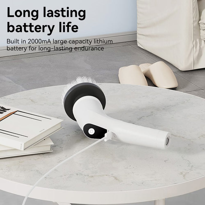 9-in-1 Cordless Electric Spin Scrubber with 8 Brush Heads & Handle for Bathroom Tile Floor Car-6