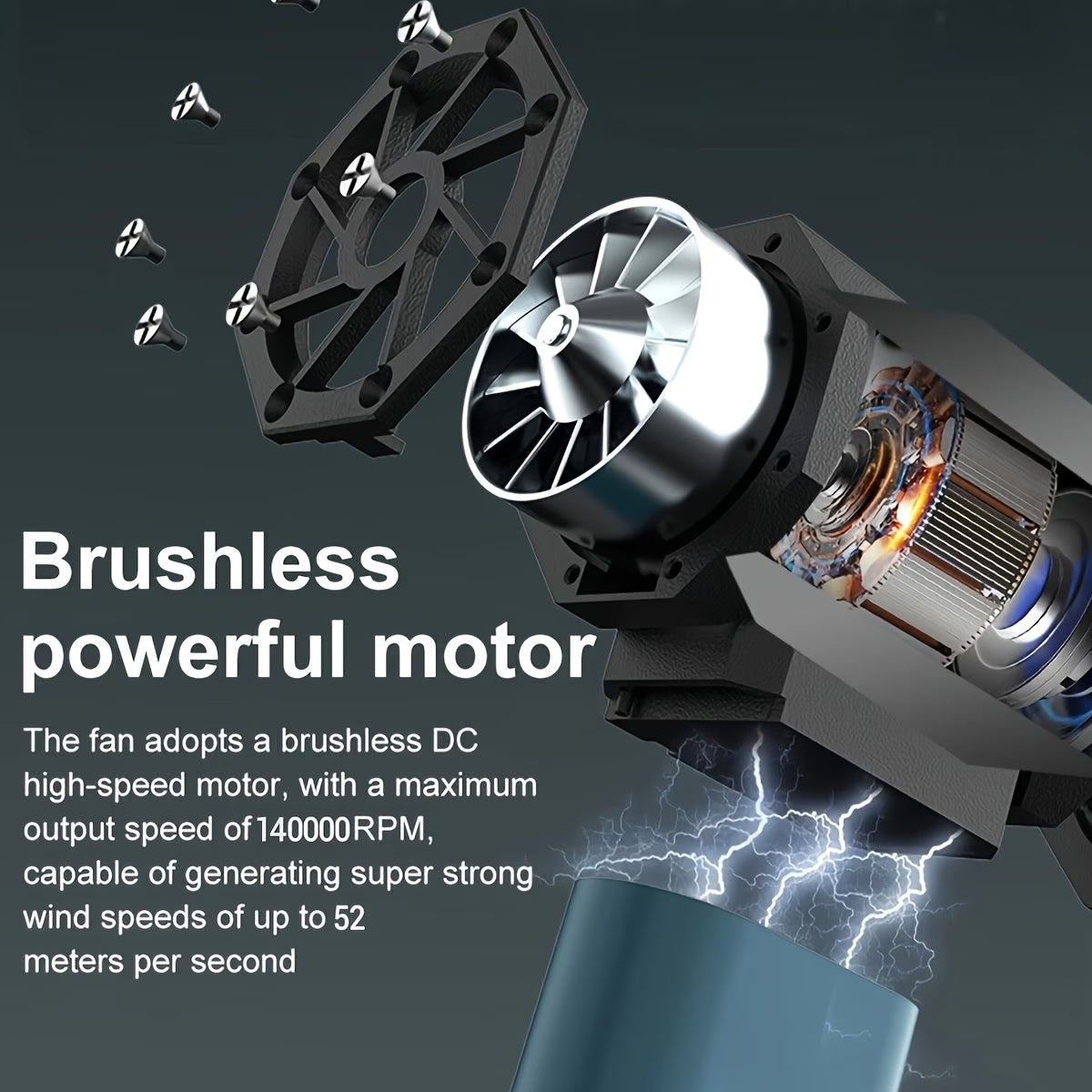 High Power Turbo Fan Portable Handheld Air Blower Brushless Motor Camping Cooling Fan-6