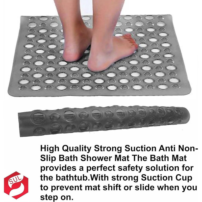 Square Anti-Slip Shower Mat with Suction Cups – Non-Slip Bath Mat for Walk-In Shower Tray with Drain Holes-5