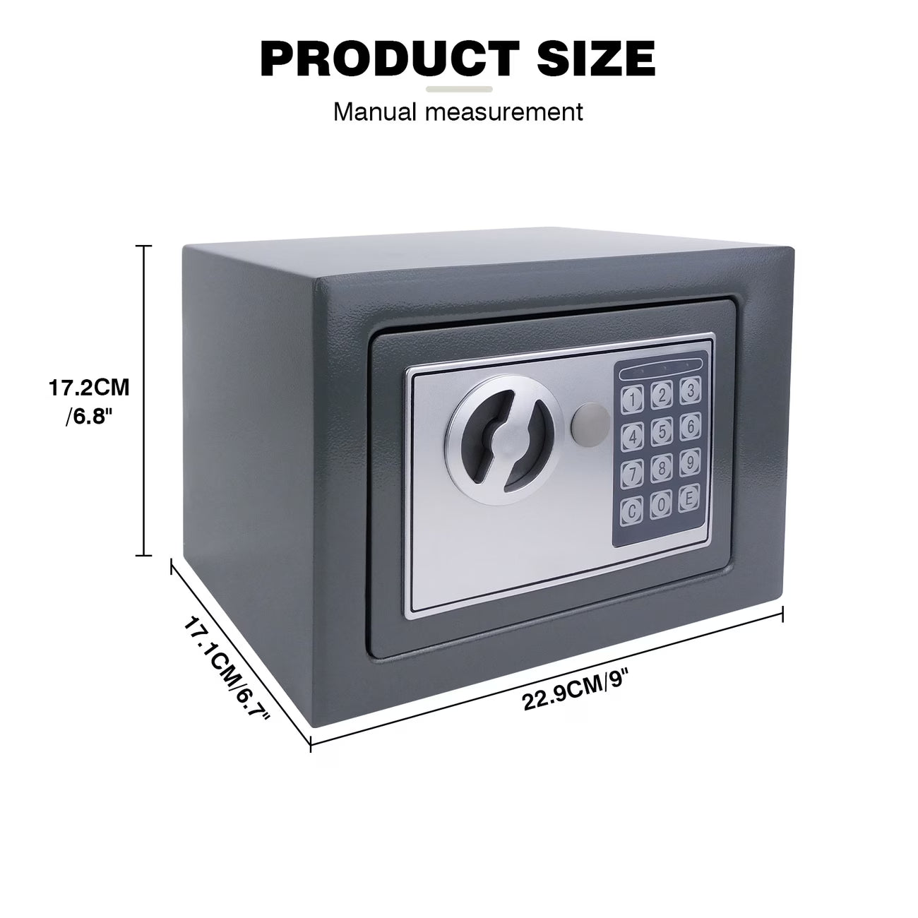 Digital Electronic Safe Box with Key & PIN – Small Wall Safe with Double Bolt Lock for Cash, Jewelry, Documents & Home/Office Security-3