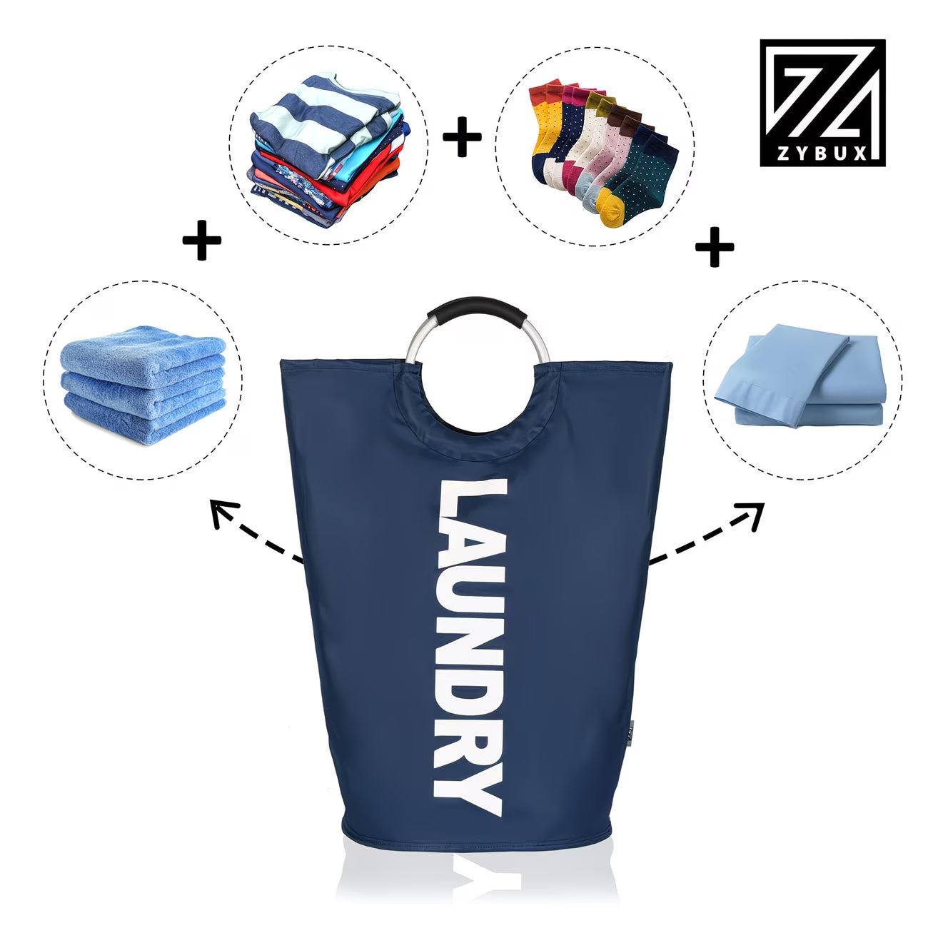 Large 82L Laundry Basket Foldable Hamper with Soft Handles for Bedroom Bathroom Dorm Storage-3