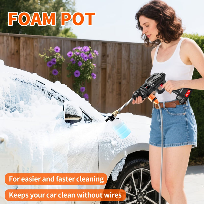 Cordless Pressure Washer 21V Portable Power Cleaner with 2 Batteries Foam Bottle Nozzles Kit-6